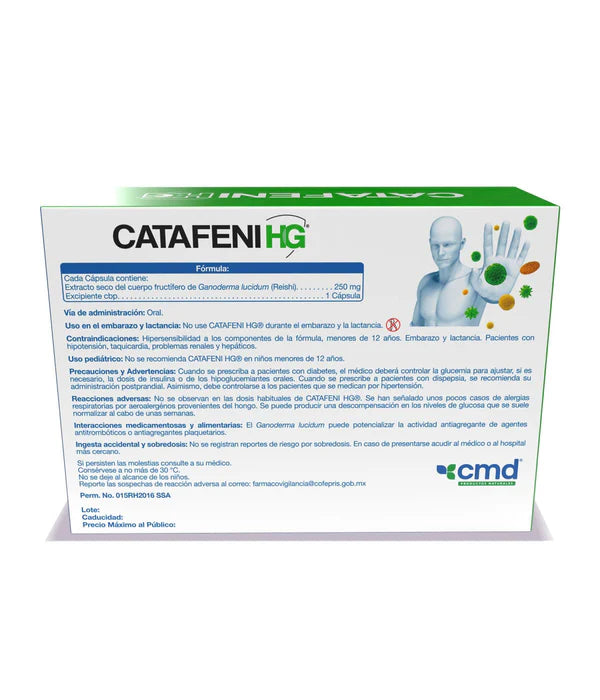 CATAFENI HG | Ganoderma Lucidum (Reishi) | 30 Cápsulas.