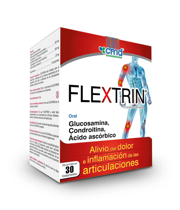 FLEXTRIN | Glucosamina, Condroitina y Ácido ascórbico | 30 Comprimidos.