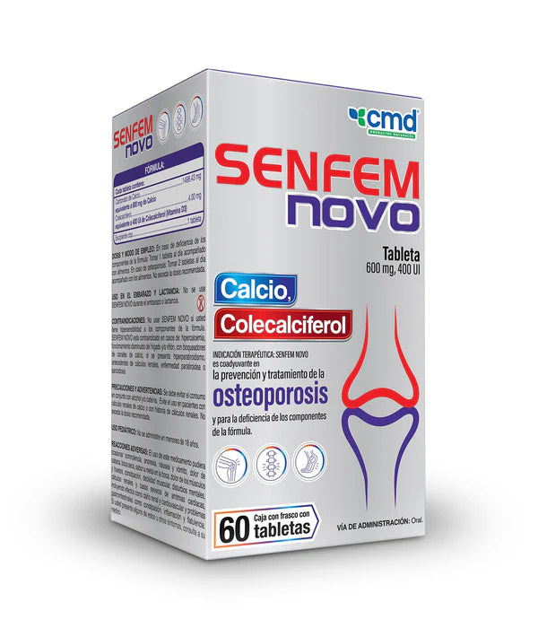 SENFEM NOVO | Calcio y Vitamina D3 | 60 Tabletas.